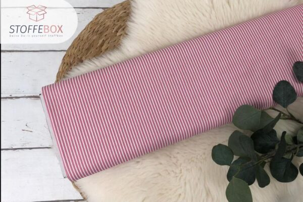 Webware/Baumwolle Öko-Tex-100 - weiße Streifen schmal (altrosa)