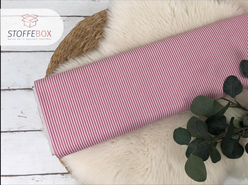 Webware/Baumwolle Öko-Tex-100 - weiße Streifen schmal (altrosa)