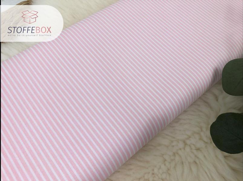 Webware/Baumwolle Öko-Tex-100 - weiße Streifen schmal (hellrosa) – Bild 2