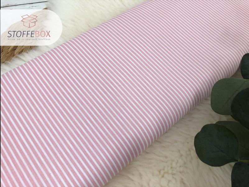 Webware/Baumwolle Öko-Tex-100 - weiße Streifen schmal (rosa) – Bild 2