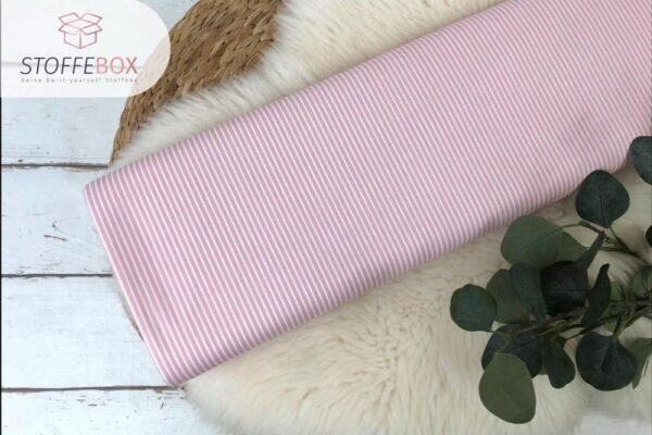 Webware/Baumwolle Öko-Tex-100 - weiße Streifen schmal (rosa)
