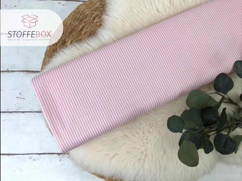 Webware/Baumwolle Öko-Tex-100 - weiße Streifen schmal (rosa)