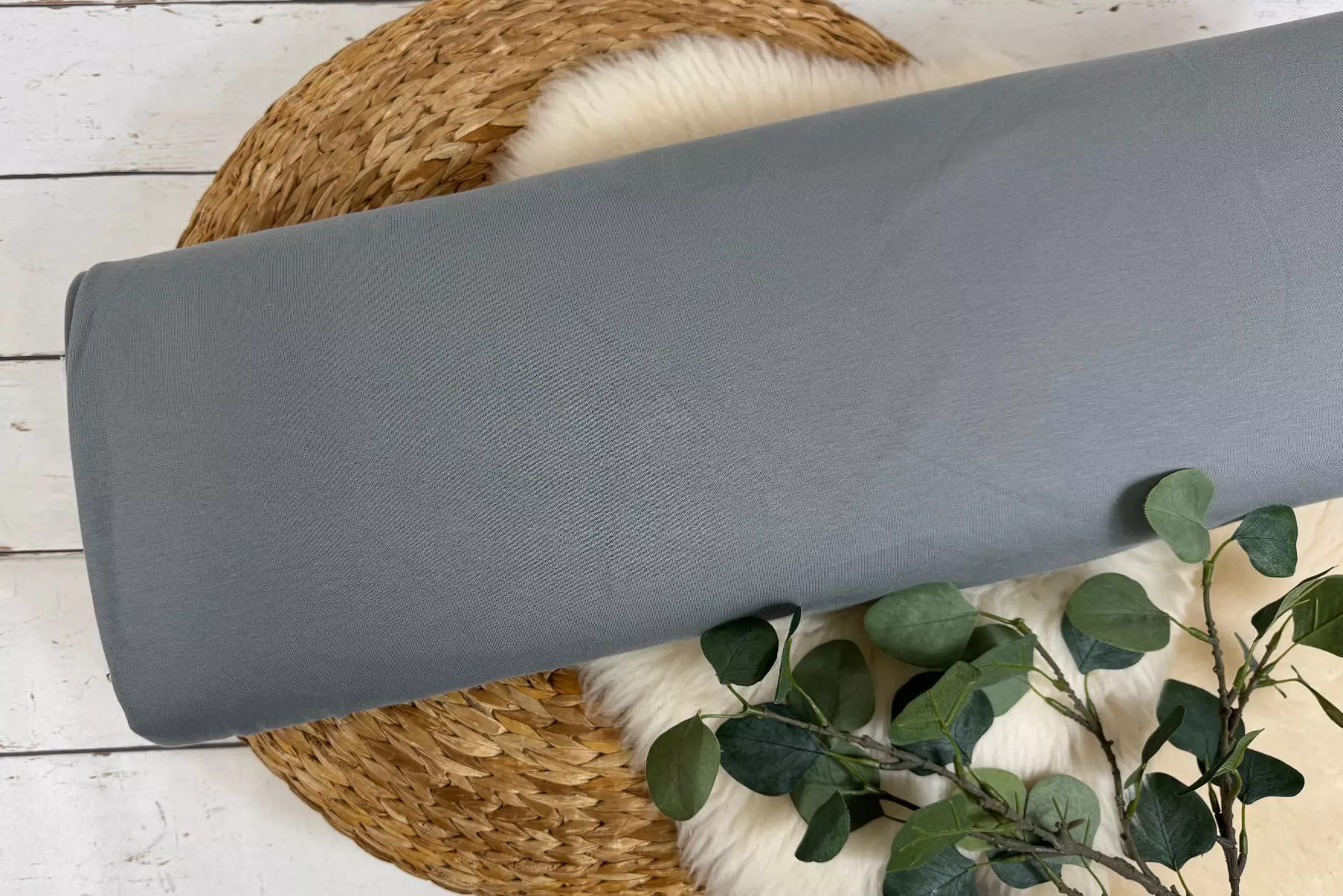 French Terry Stoff - Uni schwarz, grau, hellgrau, dunkelgrau, weiß, ecru (versch. Farben) - Öko-Tex-100 – Bild 6