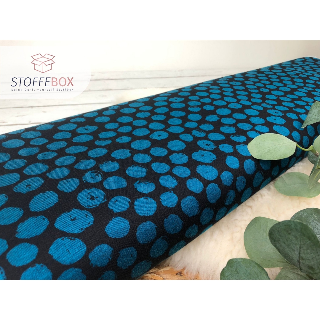 Jaquard - Kreise / große Punkte Polka Dots ( dunkelpetrol /rost - schwarz) – Bild 5