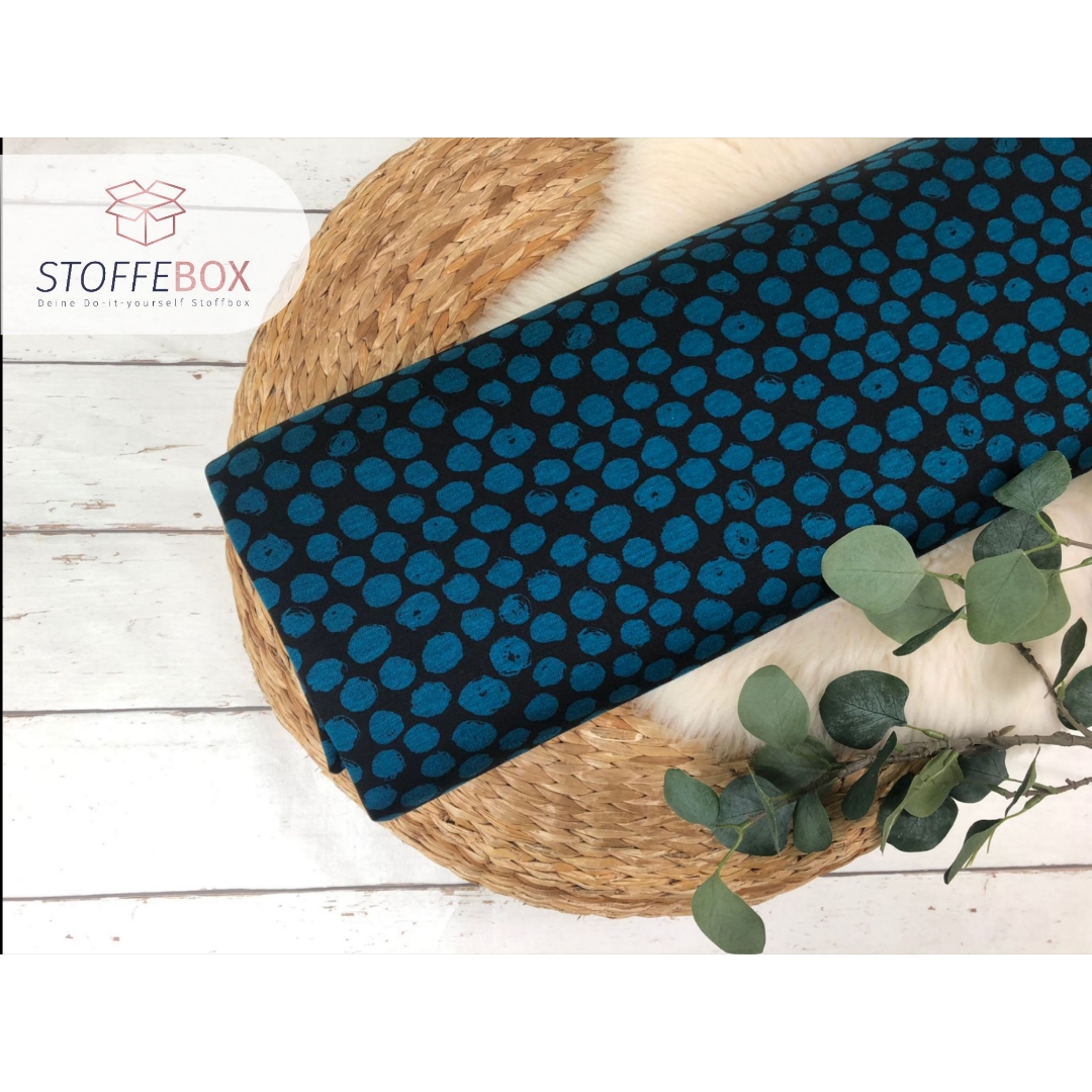 Jaquard - Kreise / große Punkte Polka Dots ( dunkelpetrol /rost - schwarz) – Bild 4