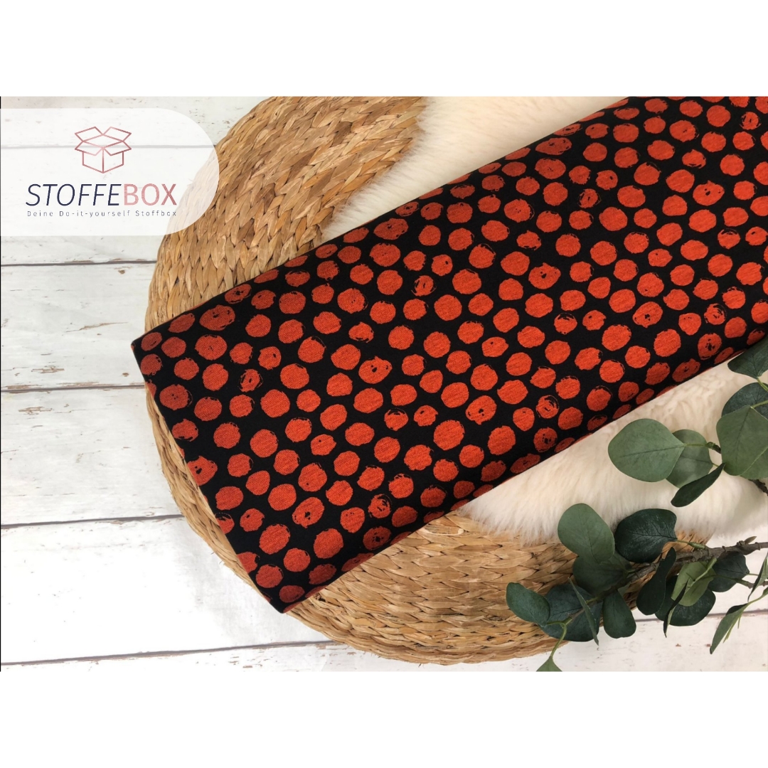 Jaquard - Kreise / große Punkte Polka Dots ( dunkelpetrol /rost - schwarz) – Bild 2