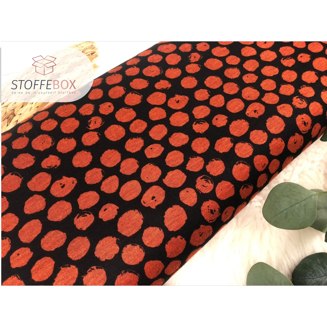 Jaquard - Kreise / große Punkte Polka Dots ( dunkelpetrol /rost - schwarz) – Bild 3