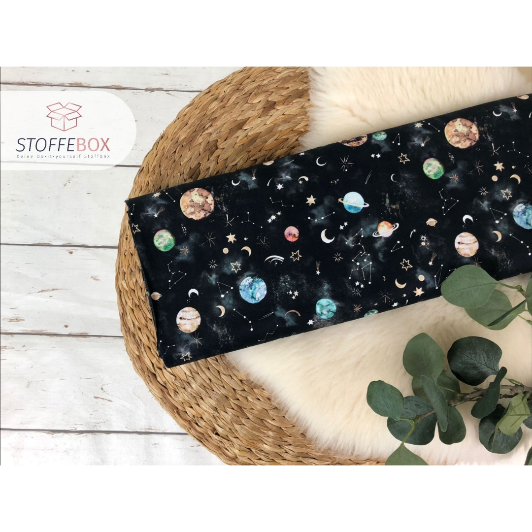 Webware/Baumwolle - Planeten / Galaxy / Universum (dunkelblau & schwarz) – Bild 2