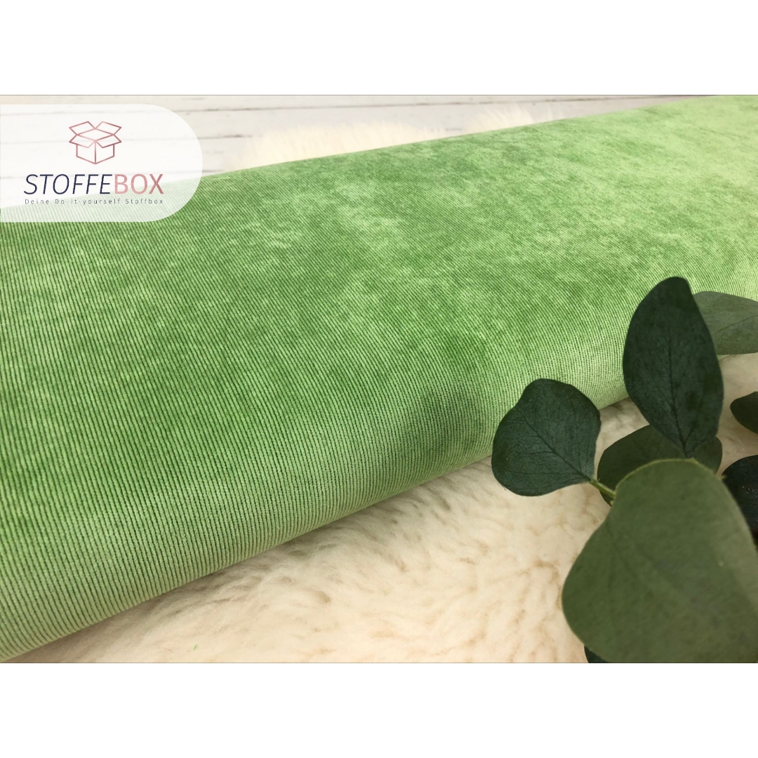 Reststück 40cm Feincord, Babycord elastisch – Uni lemon grün