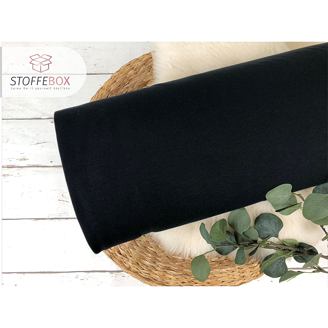 angerauter Sweat Uni meliert (schwarz)