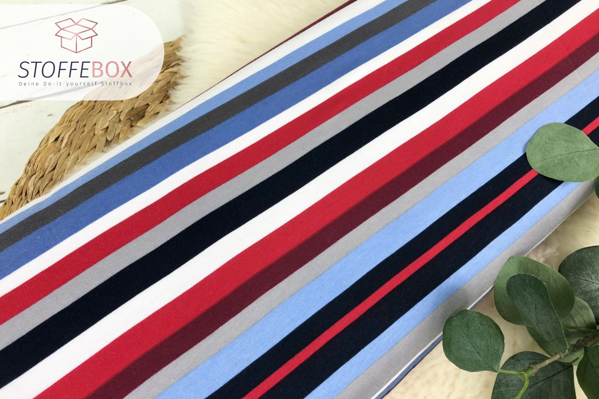Interlock Jersey - gestreift bunte Doppelstreifen (verschiedene Farben) - Öko Tex 100 – Bild 9