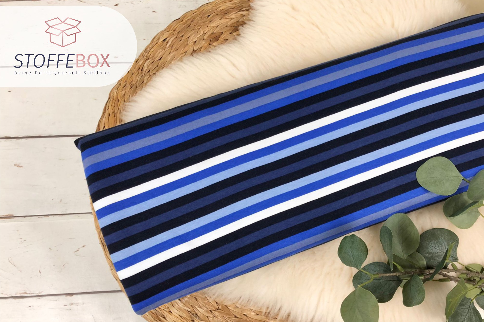 Interlock Jersey - gestreift bunte Doppelstreifen (verschiedene Farben) - Öko Tex 100 – Bild 7