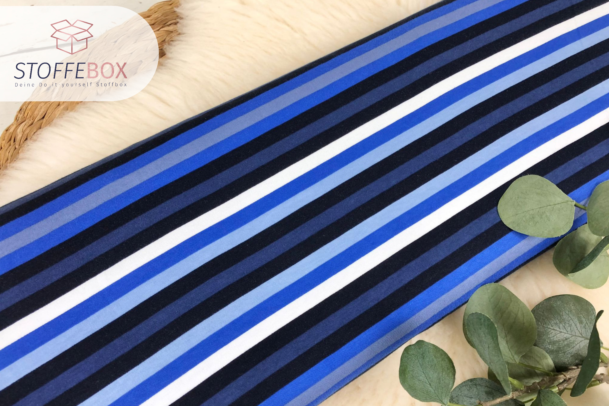 Interlock Jersey - gestreift bunte Doppelstreifen (verschiedene Farben) - Öko Tex 100 – Bild 8
