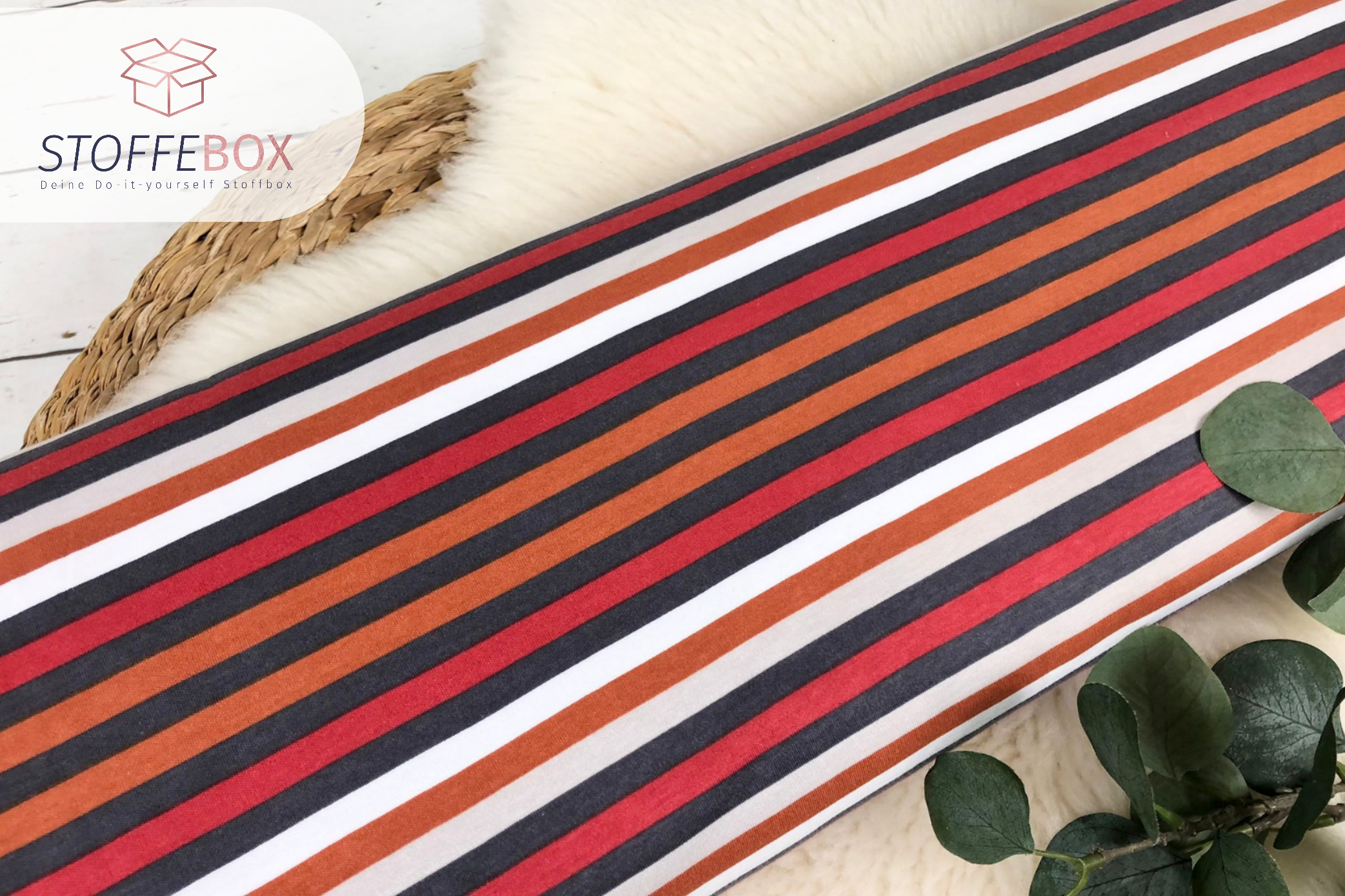 Interlock Jersey - gestreift bunte Doppelstreifen (verschiedene Farben) - Öko Tex 100 – Bild 2