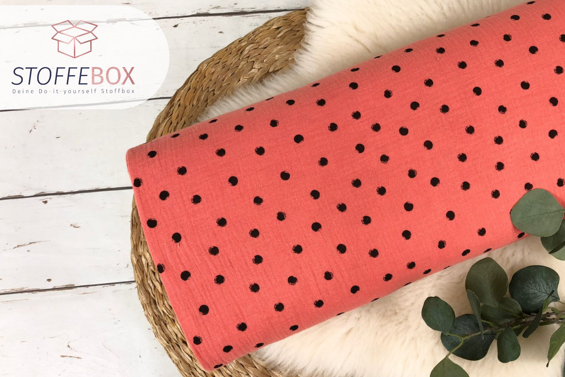Musselin Stoff / Double Gauze - Punkte Polka Dots Tupfen (Farbe wählbar) Öko-Tex 100 – Bild 2