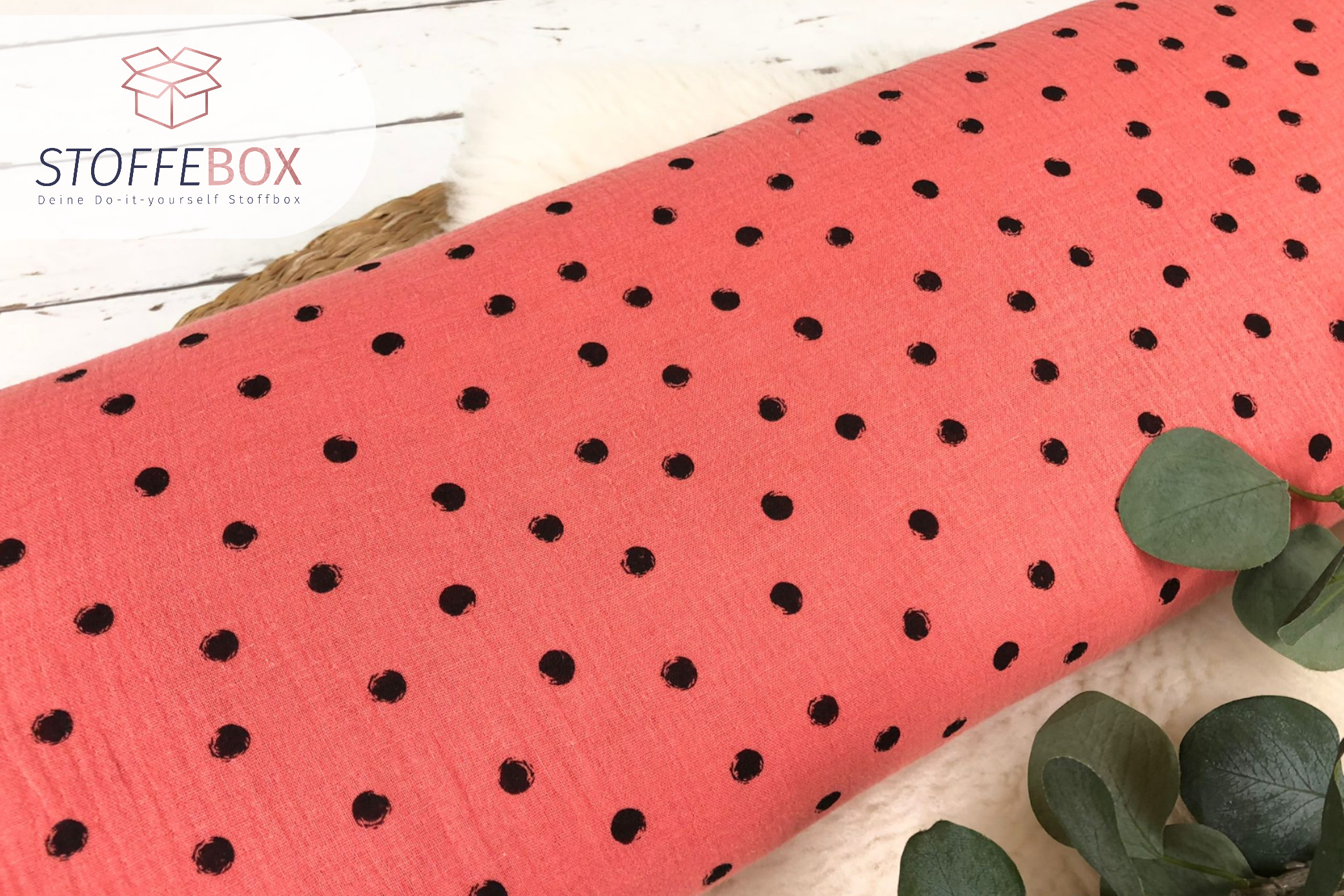 Musselin Stoff / Double Gauze - Punkte Polka Dots Tupfen (Farbe wählbar) Öko-Tex 100 – Bild 3