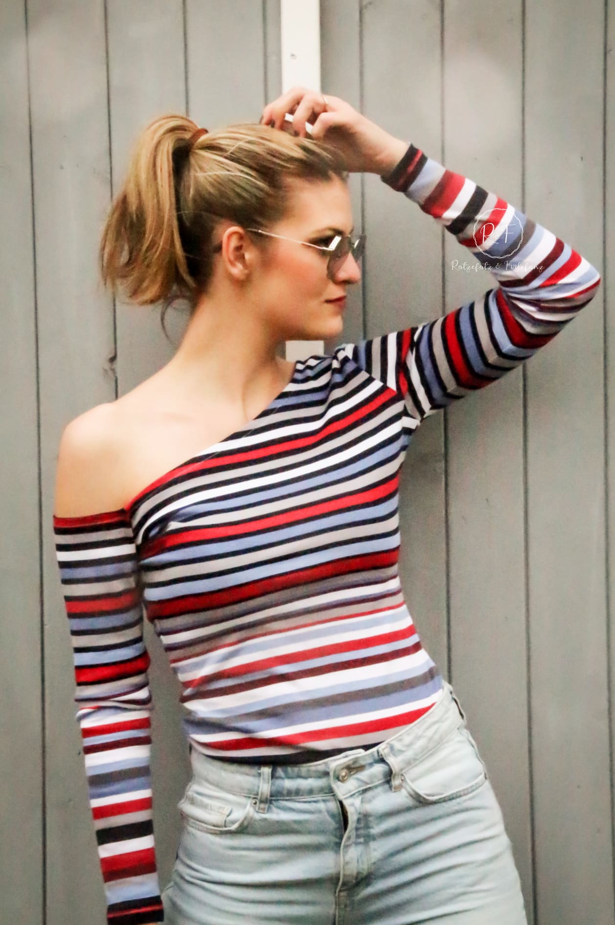 Interlock Jersey - gestreift bunte Doppelstreifen (verschiedene Farben) - Öko Tex 100 – Bild 10