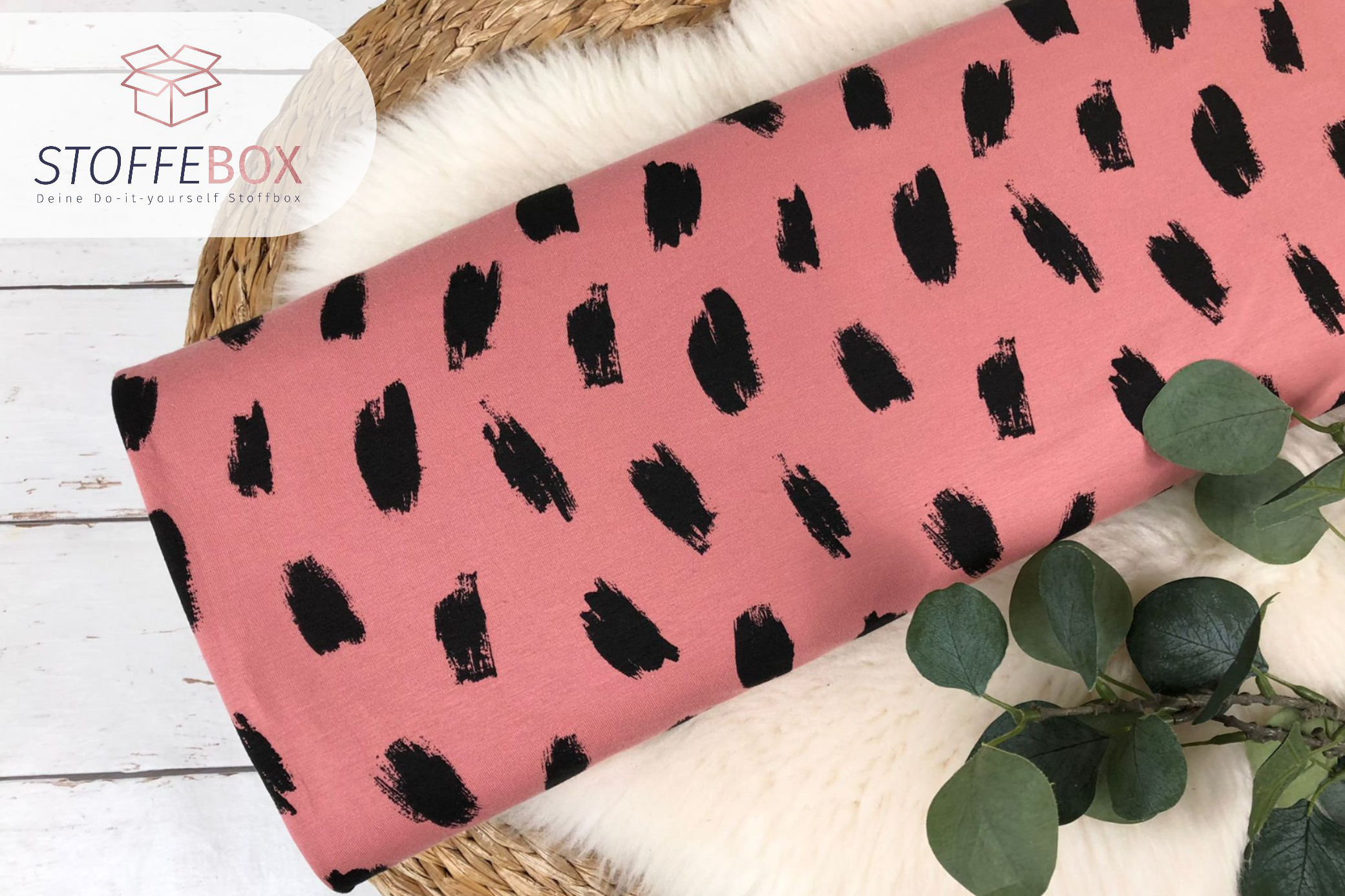 Reststück 35cm Baumwolljersey - Tupfen gestreift Striche Streifen – rosa – Bild 2
