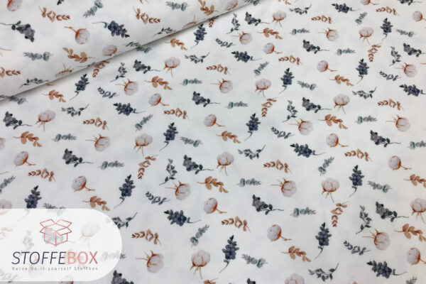 Baumwolljersey Jersey - Blumen Weintrauben Blüten - Öko Tex 100