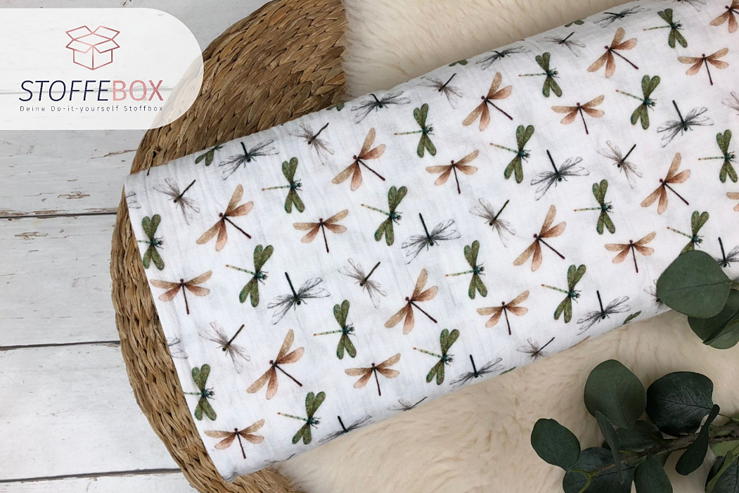 Musselin Stoff / Double Gauze -Libellen Sommer – Bild 2