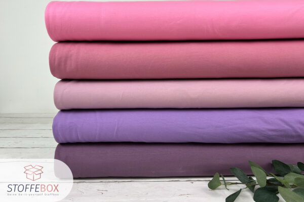 Sweat Stoff angeraut 250g/m2 Uni Öko-Tex-100 (rosa, mauve, flieder, aubergine)