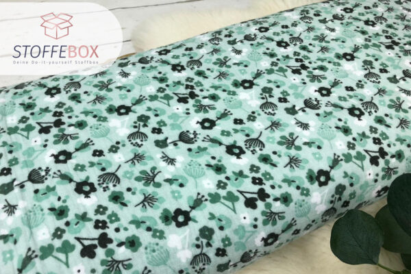 Musselin Stoff / Double Gauze - kleine Blumen - mint