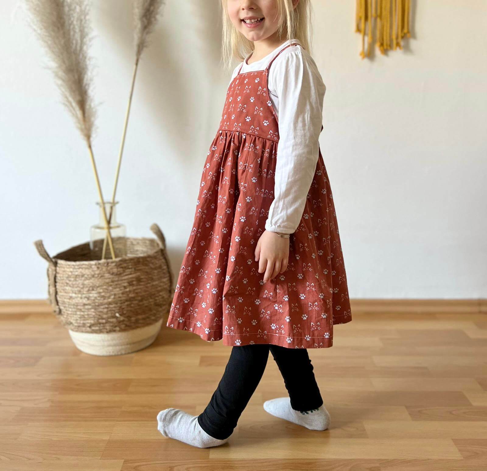 Tragebild Popeline Baumwollstoff Katze rost