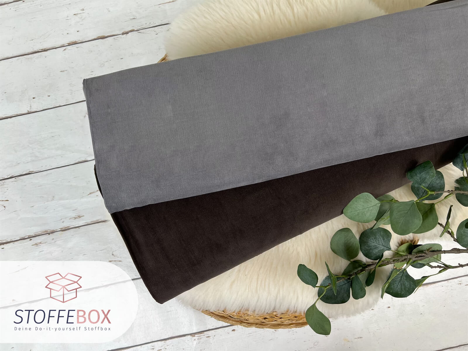 Feincord, Babycord 100% Baumwolle - Uni dunkelbraun – Bild 2