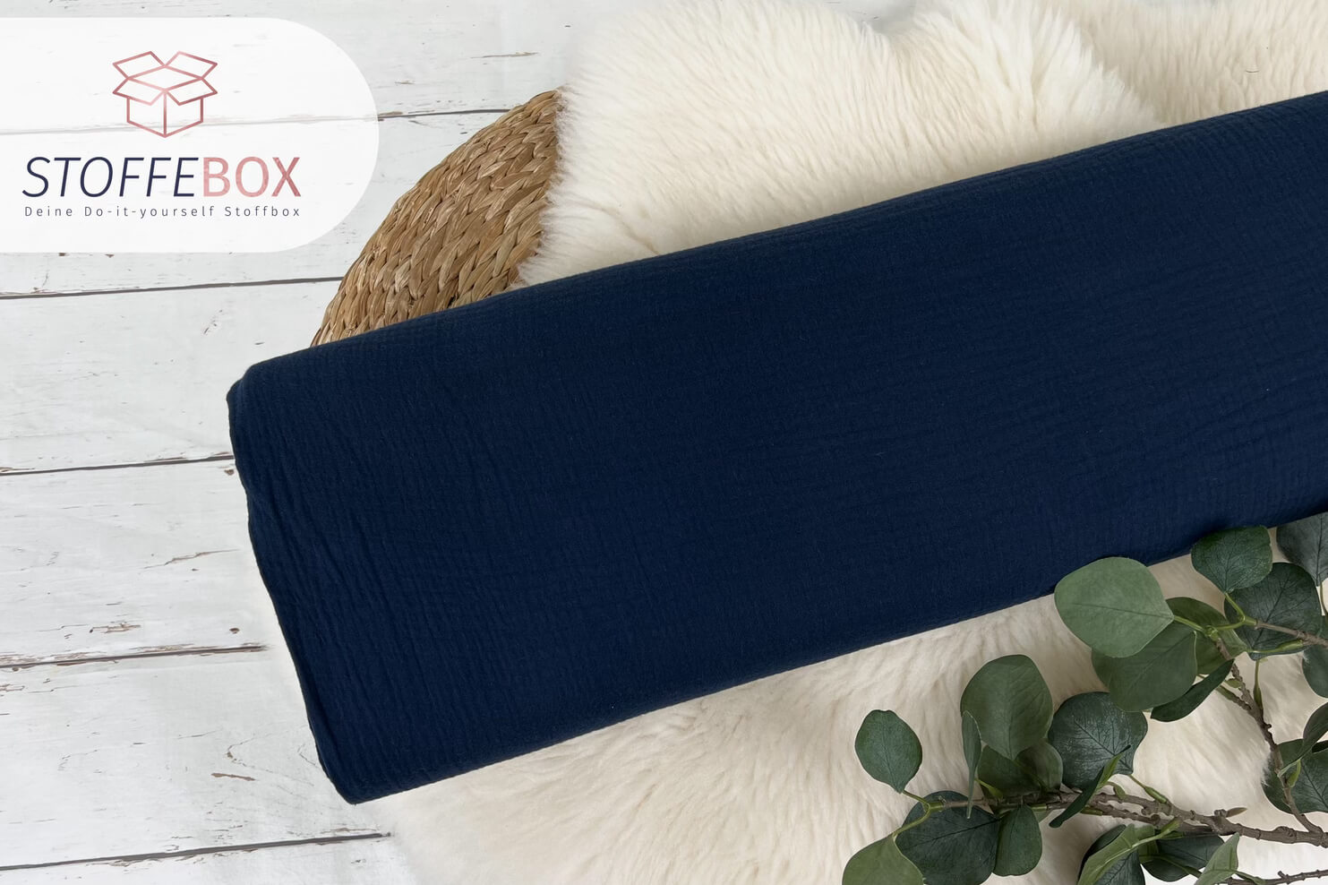 Musselin Uni / Double Gauze blau-grau Töne (Farbe wählbar) – Bild 2