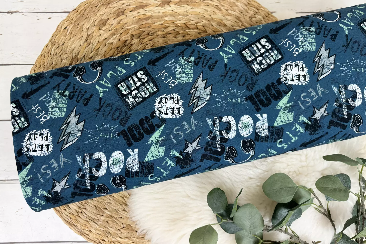 Reststück 40cm Baumwolljersey - cooles Comic Motiv angesagter Premium Stoff - blau – Bild 2