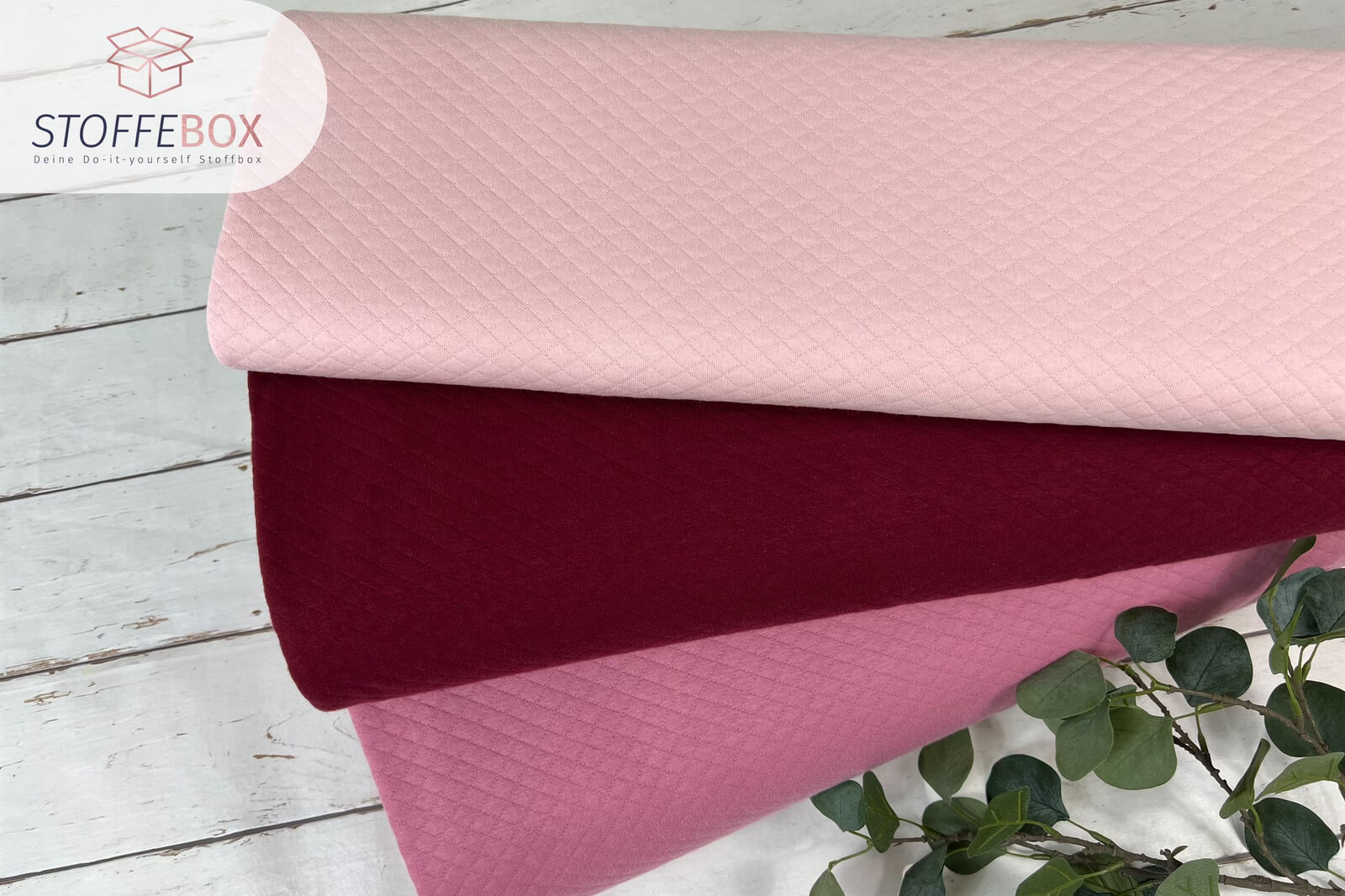 Steppstoff uni rosa bordeaux im Stoffpacket
