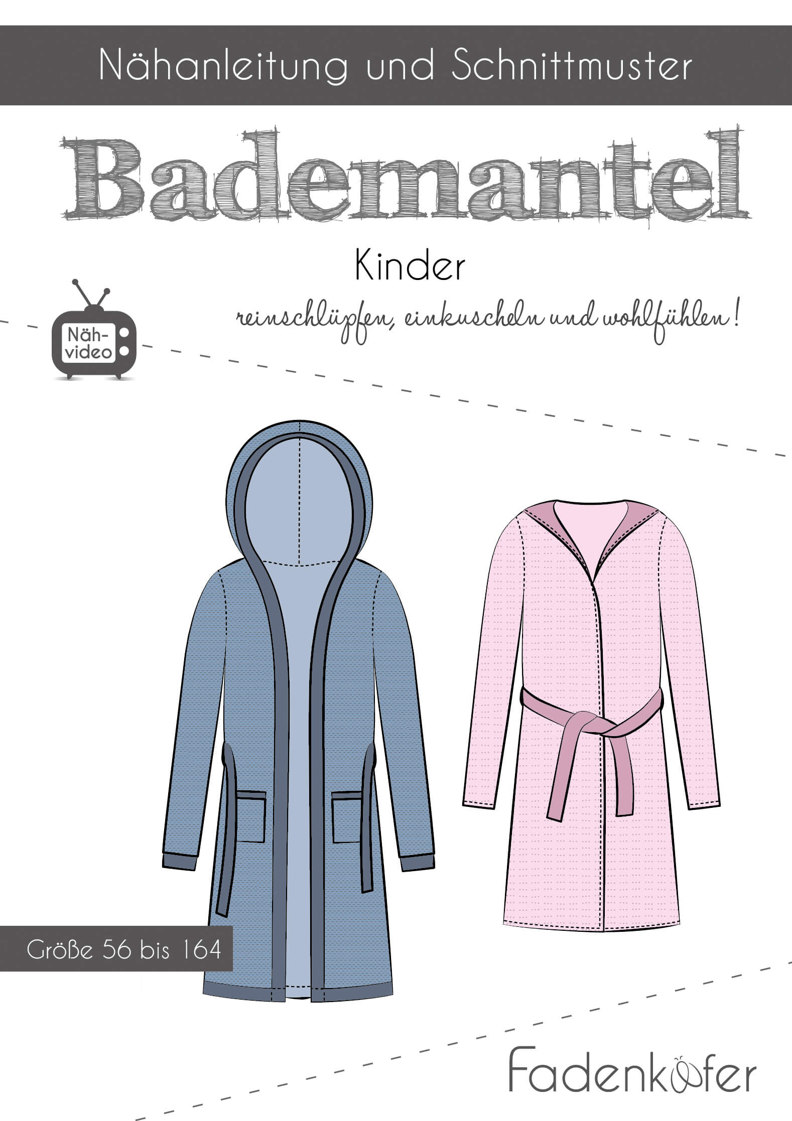 Schnittmuster Fadenkaefer für Kinder Bademantel