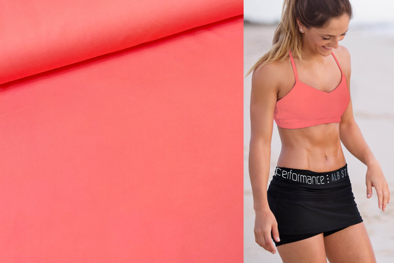 Albstoffe Bade- und Sportstoff von Hamburger Liebe Modell Performance in der Farbe koralle