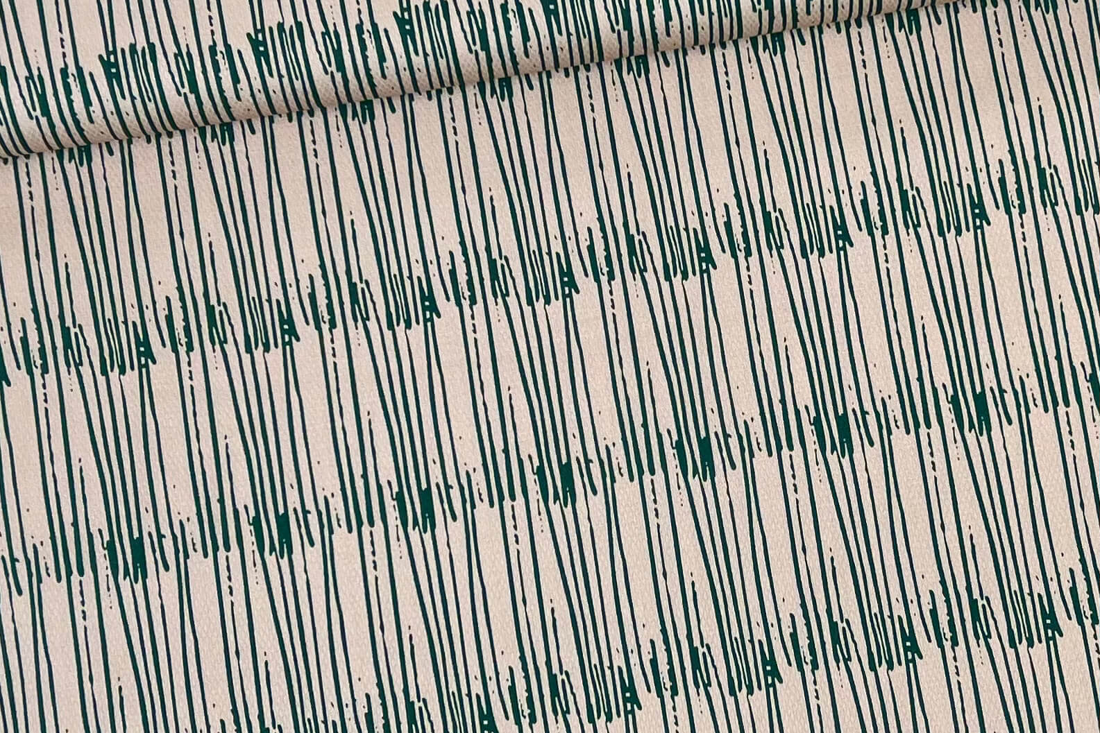 Reststück 30cm Fibre Mood 19 Wanda Jacquard Baumwollstoff mit Elasthan - tribal grüne Streifen beige - Öko Tex 100 – Bild 3