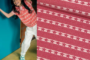Fibre Mood 19 Jules aus Jacquard Strick Stoff Blumen in rot