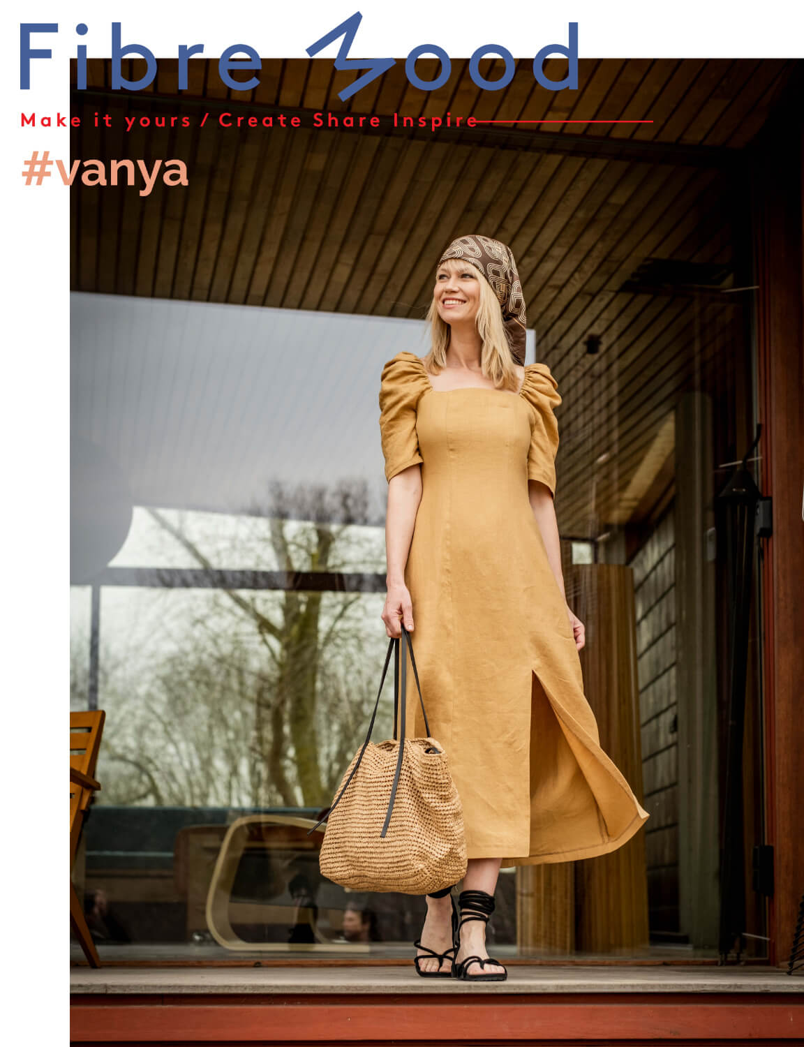 Tragebild Fibre Mood 19 Vanja Leinen stonewashed Stoff in ocker