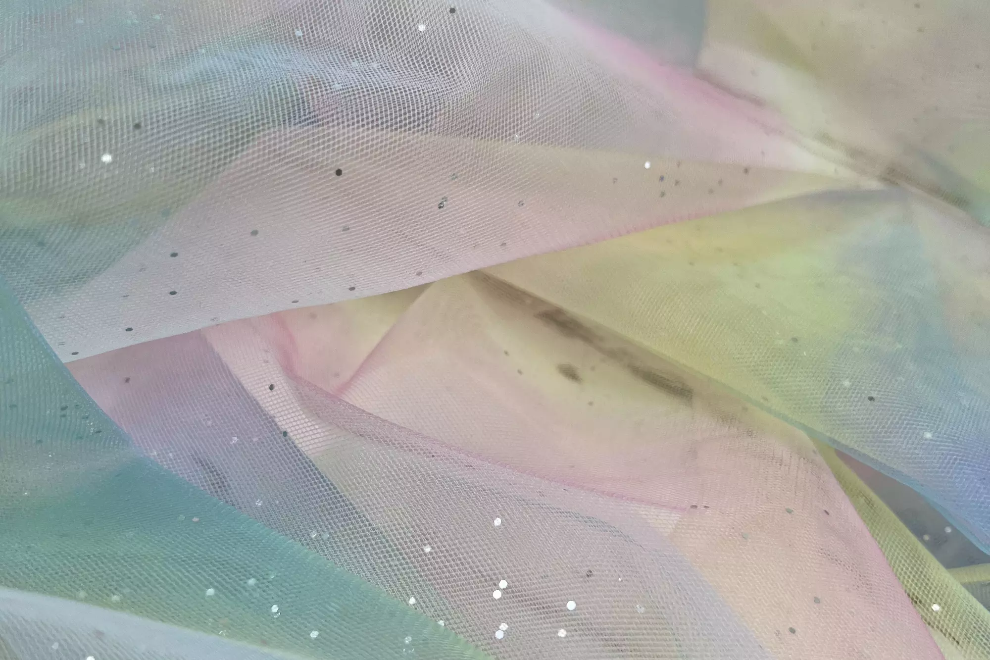 SOFT Tüll mit Regenbogen Farben und Glitzer