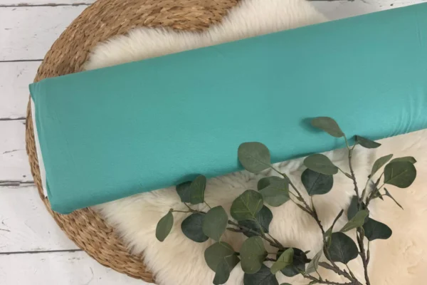 elastischer Viskosejersey Stoff in uni Farbe dunkelmint