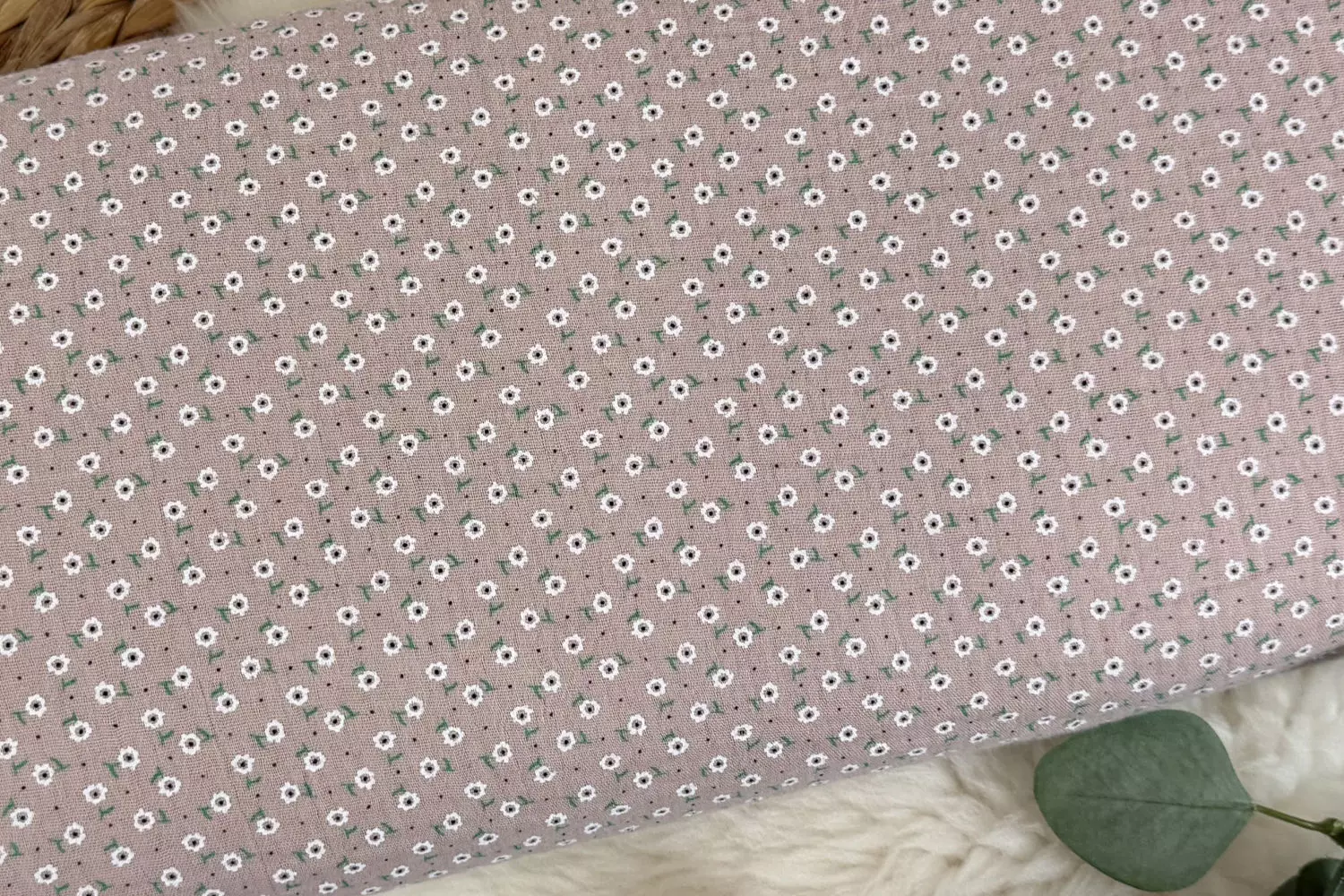 Musselin Stoff - Blümchen in mint, rosa, natur, beige - Öko-Tex-100 – Bild 10