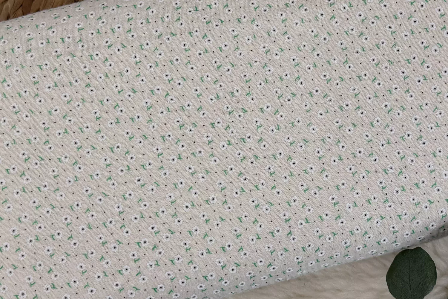 Musselin Stoff - Blümchen in mint, rosa, natur, beige - Öko-Tex-100 – Bild 4