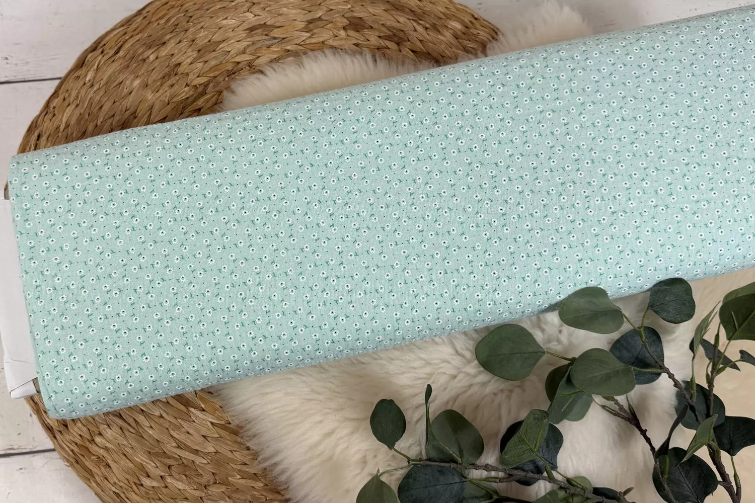 Musselin Stoff - Blümchen in mint, rosa, natur, beige - Öko-Tex-100 – Bild 9