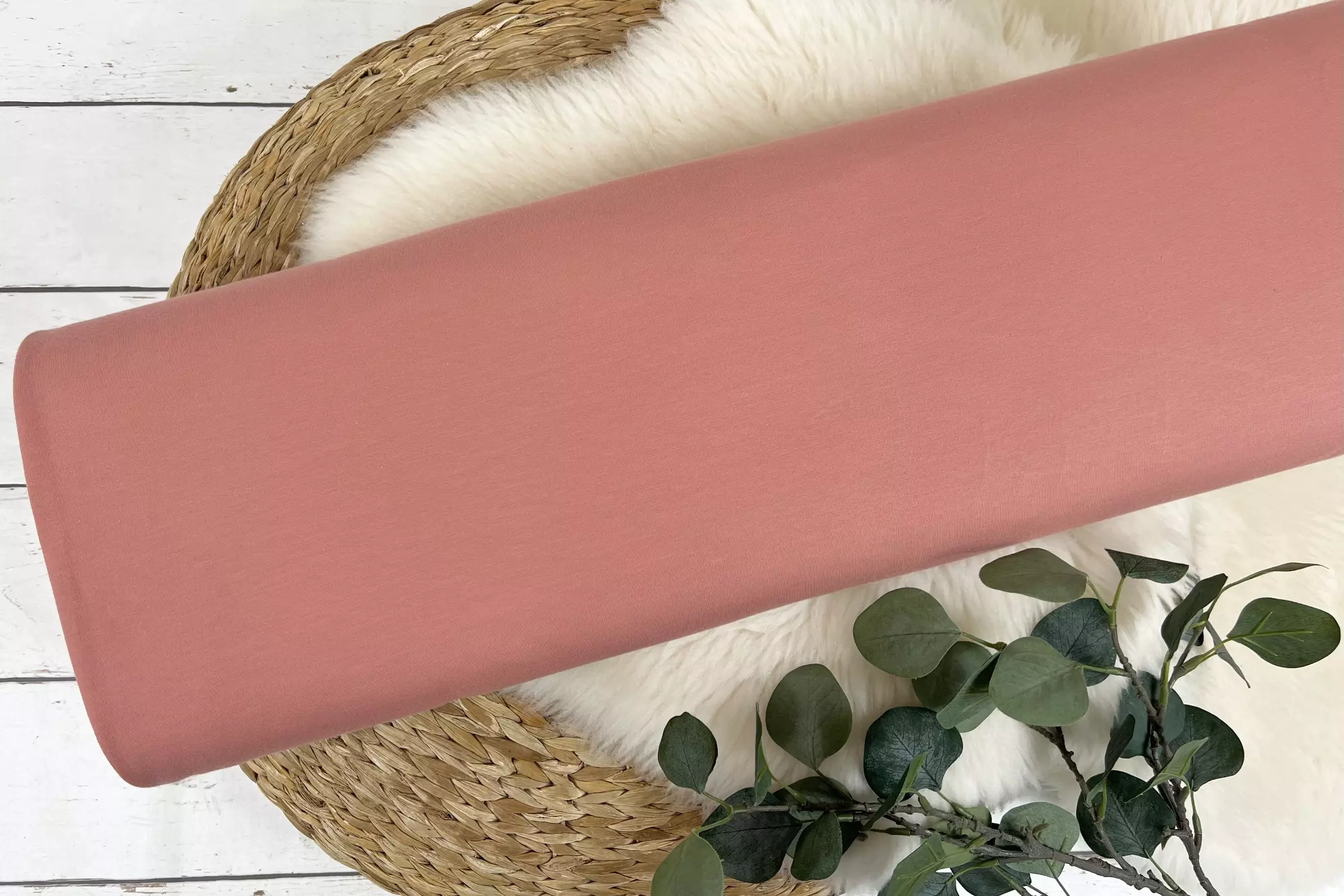 French Terry Stoff angeraut in der Uni Farbe Sandsteinrot