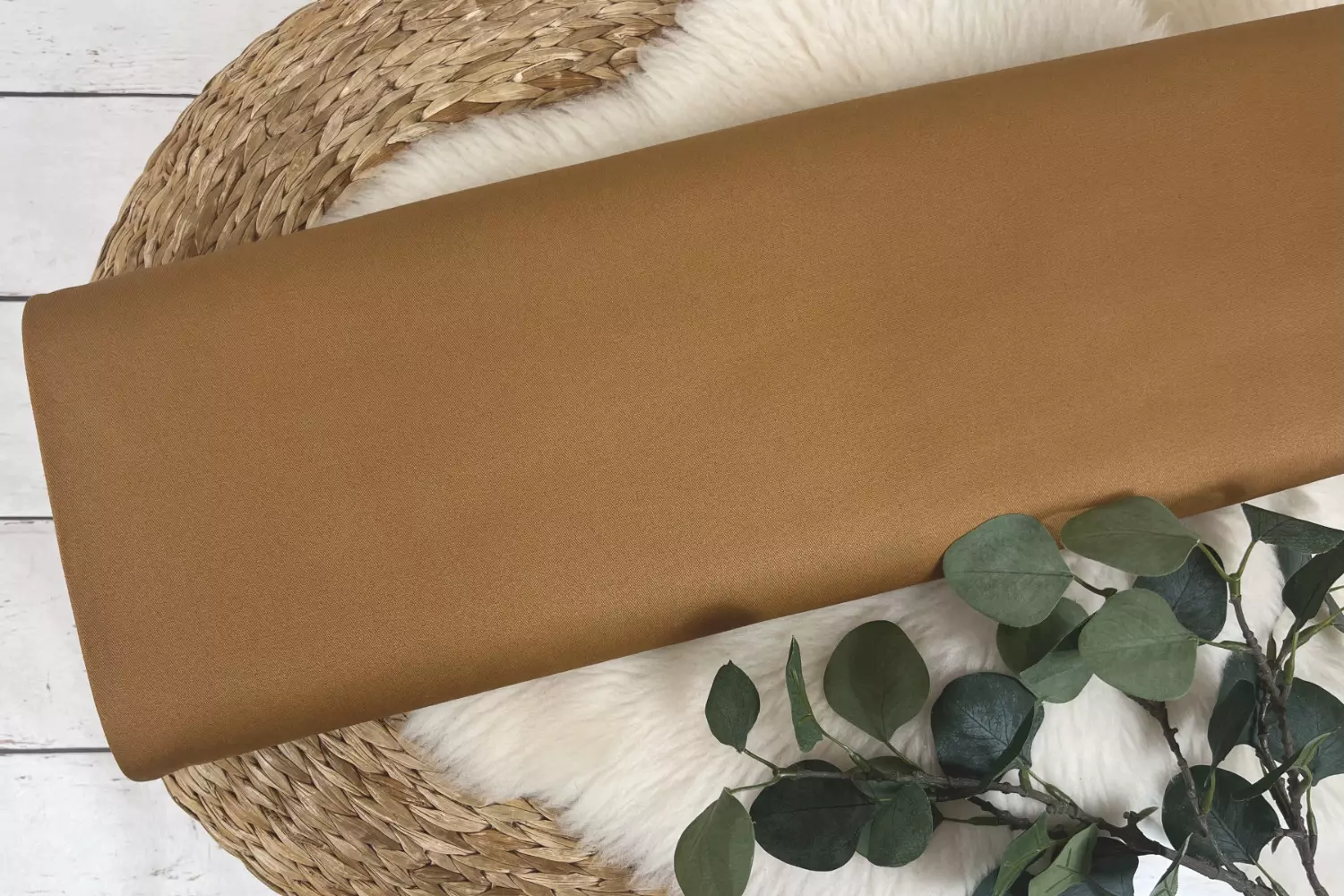 Reststück 35cm Hosenstoff Baumwoll Stretch - Pfirsichoberfläche Peach Chino - hasellnuss
