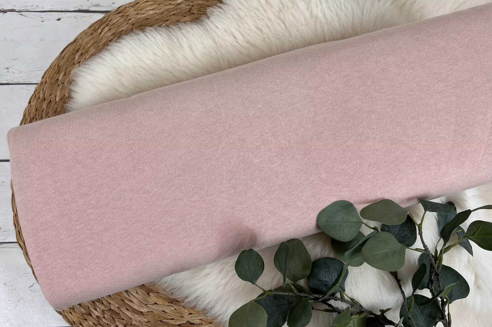 Reststück 35cm Strickstoff fein - Uni pastellrosa - Öko-Tex-100