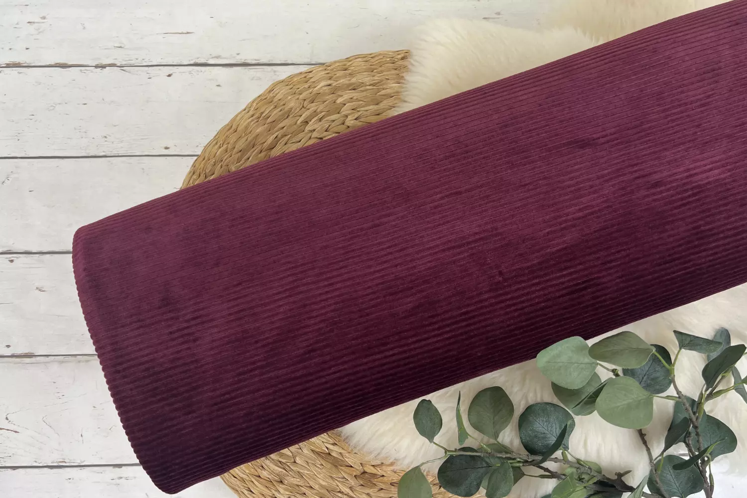 Breitcord Jersey - Uni dunkel Bordeaux - Stretch, Baumwolle, Öko Tex 100 – Bild 2