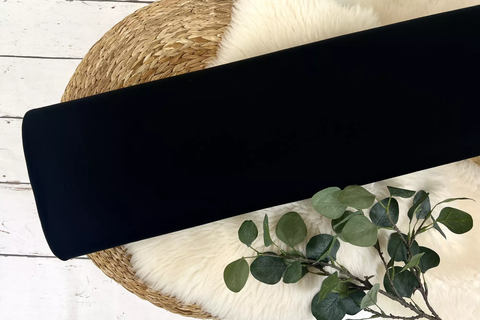 French Terry Bambus Stoff - Uni schwarz - Öko-Tex-100, Sommersweat – Bild 2