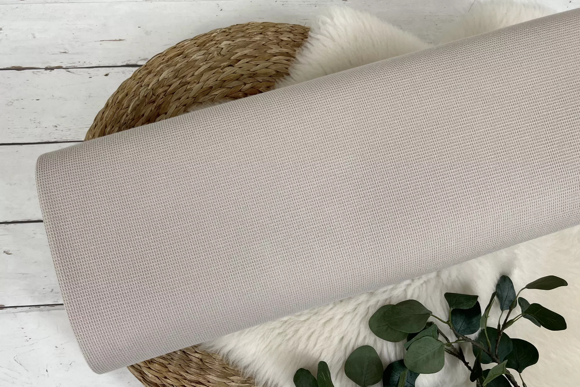 Waffelpique Stoff - Größe klein beige Uni - Öko-Tex-100 – Bild 2