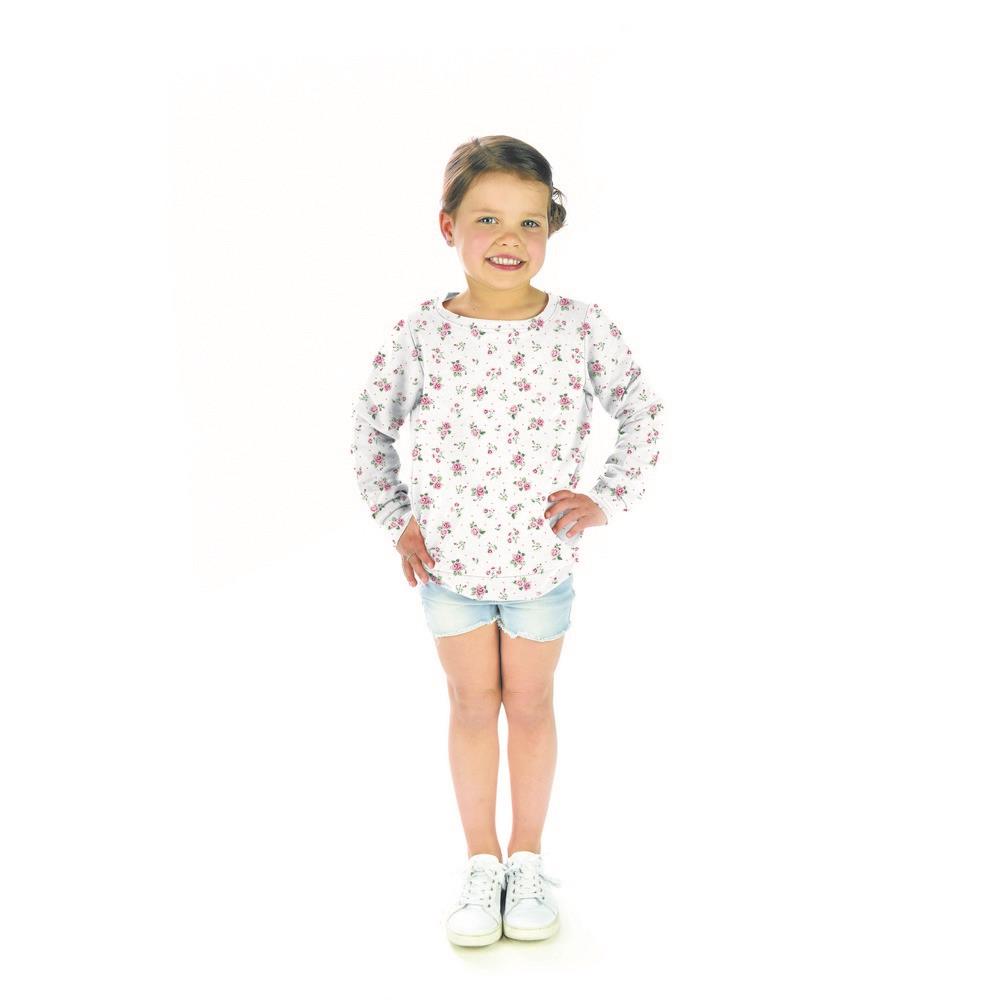 Reststück 90cm Bio Soft Sweat - kleine Rosen in weiß - angerauter Sweat Blumen – Bild 4