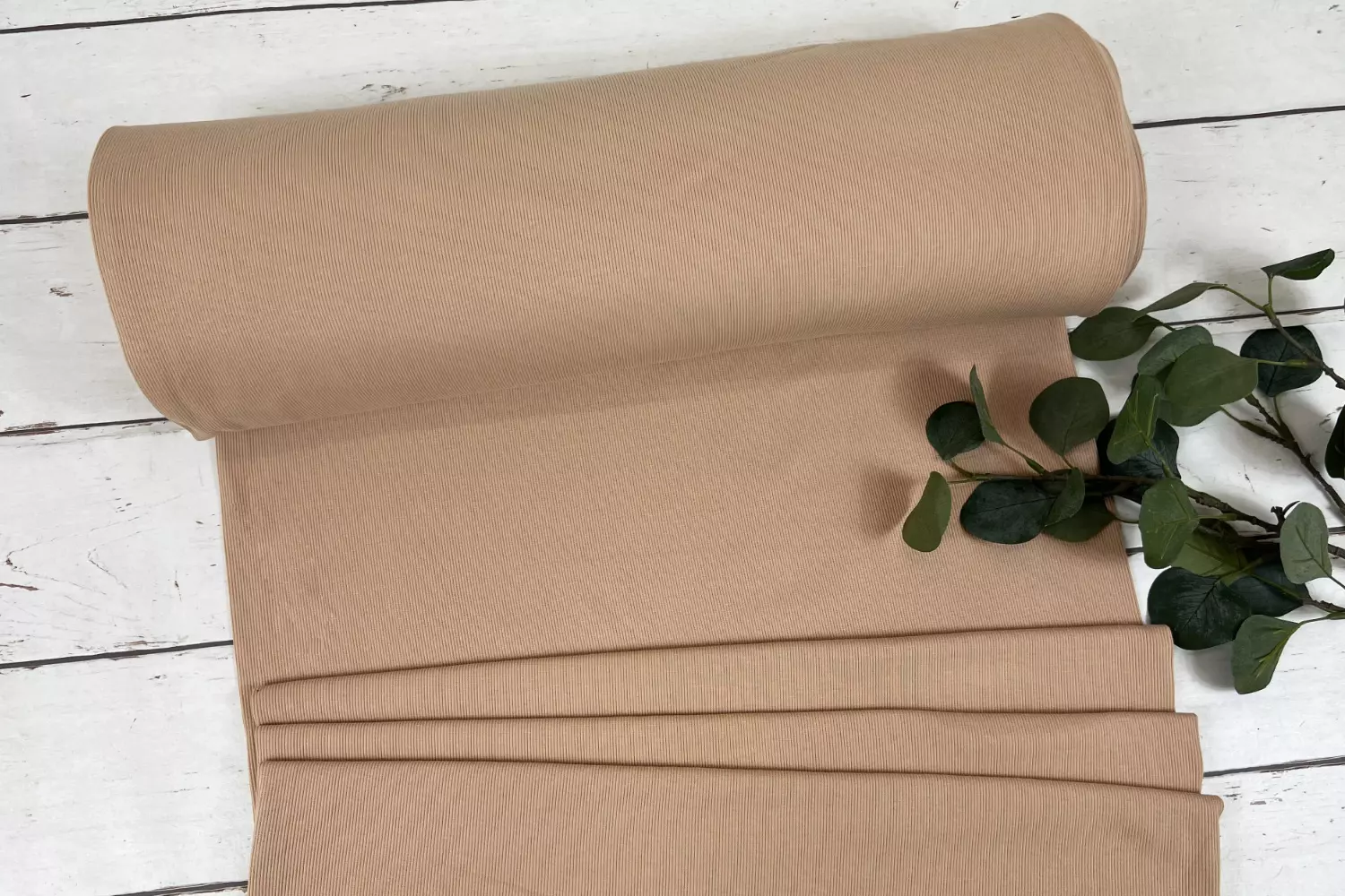 Rippbündchen Stoff als 50cm Schlauchware in elfenbein