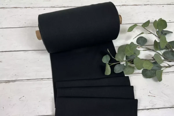Rippbündchen Stoff - Uni schwarz - 30cm Schlauchware Öko-Tex-100